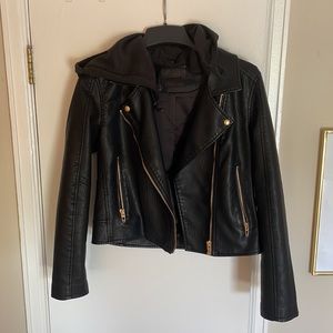 BLANK NYC Meant to Be Moto Jacket with Removable Hood